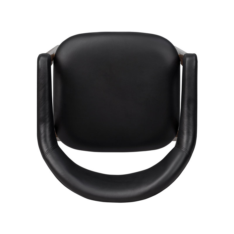 Lando Genuine Italian Leather Dining Chair, Black / Oak