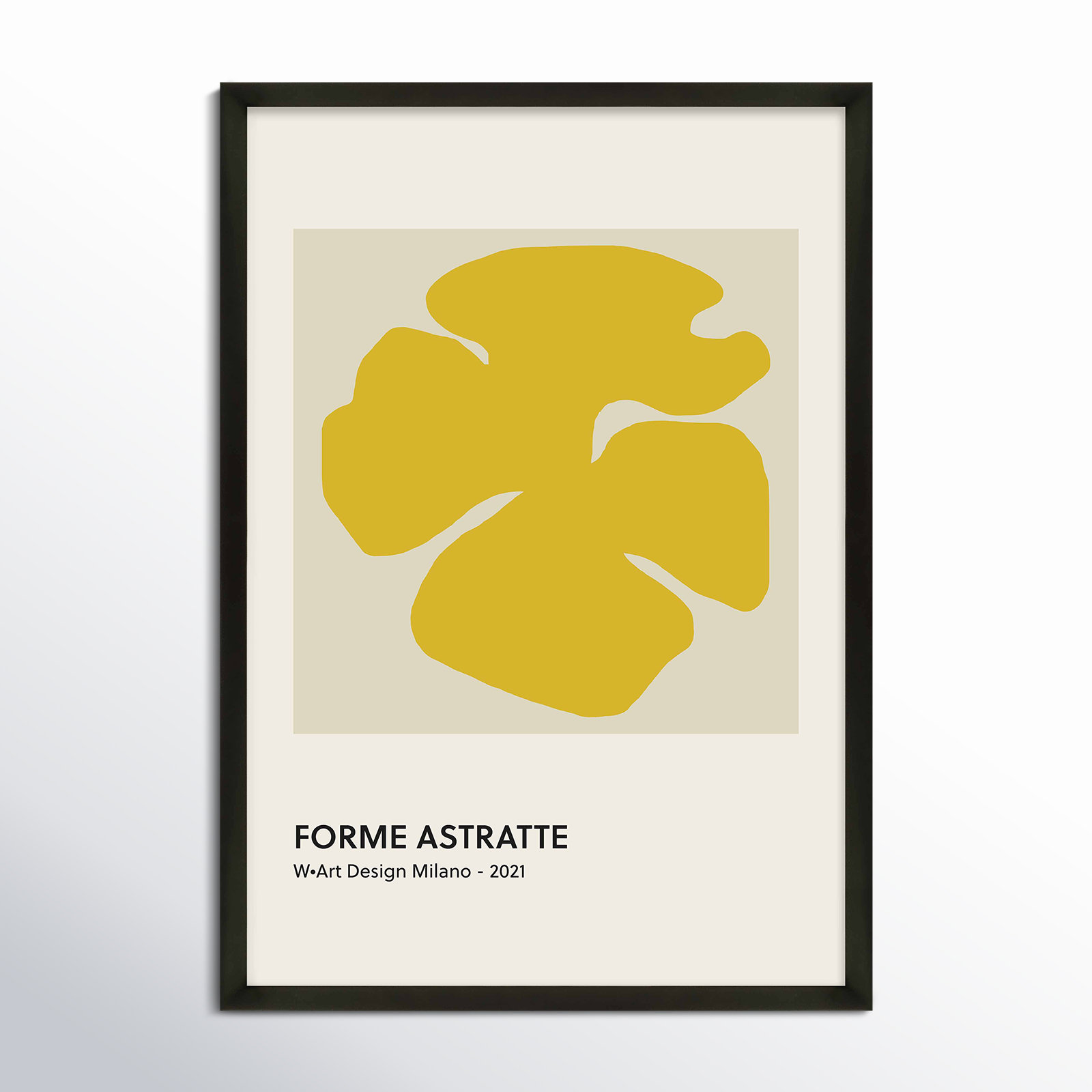 Forme Astratte Yellow by Romina Gadler, Black Framed Paper, 50" H x 35" W x 1.25" D