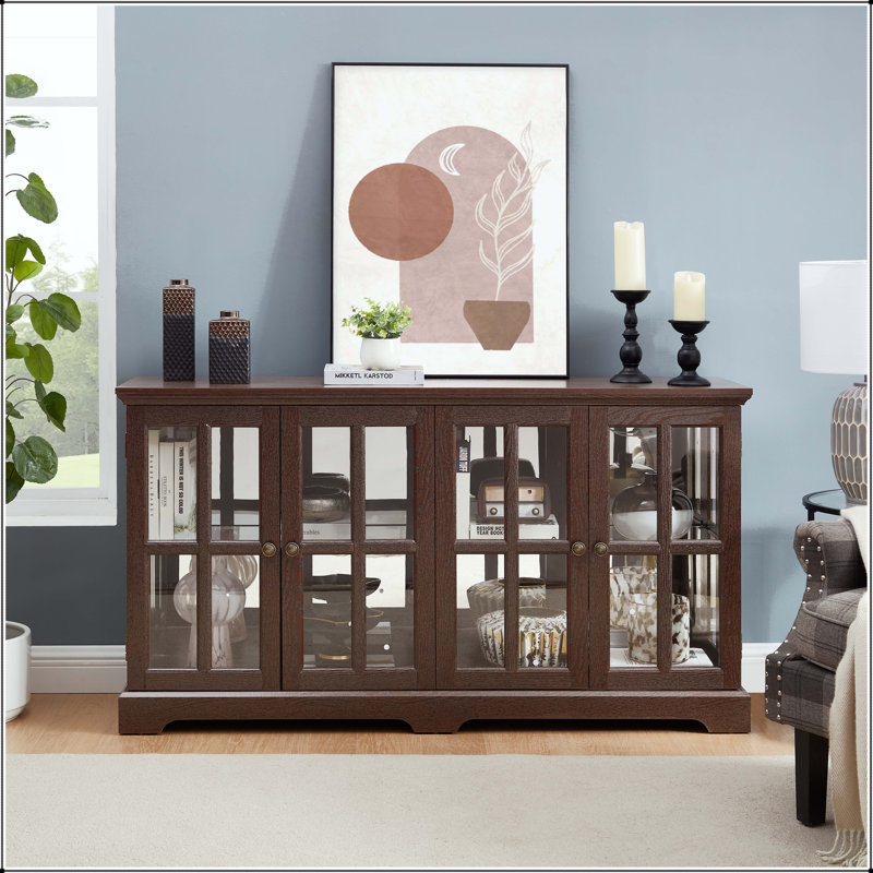 Vitrine 4 lumières DEL avec tablettes réglables et éclairage Bluetooth cerise, Dark Oak
