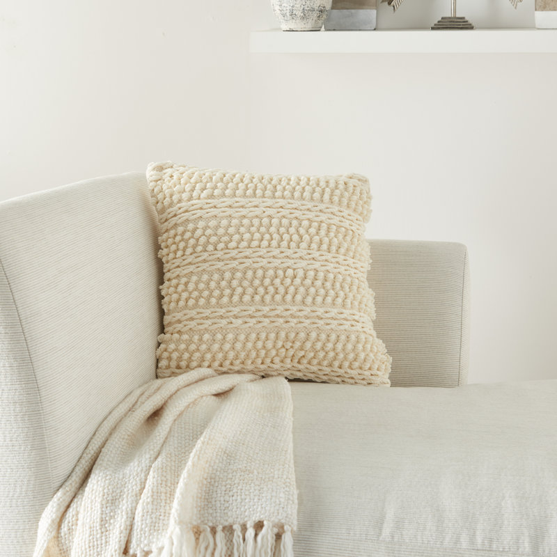 Anastasia Square Pillow Cover and Insert, Ivory
