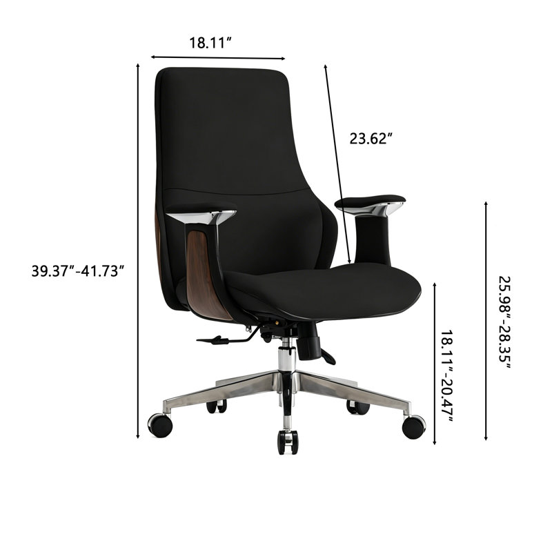 44.88" Italian Style Luxury Leather Executive Office Chair, Fashion High-End Design, Available in Orange/Black/Khaki/Dark Gray