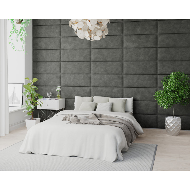 Kaviona 30 cm x 75 cm Peel and Stick Upholstered Wall Paneling in Granite