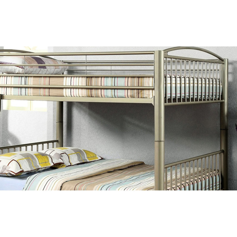Lit superposé double au dessus de style contemporain en or métallique, structure en métal et finition mobile à fonction or avec aspect