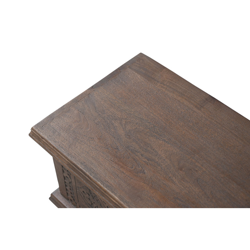 Banc de rangement sculpté Aarohi Bonney, Brun