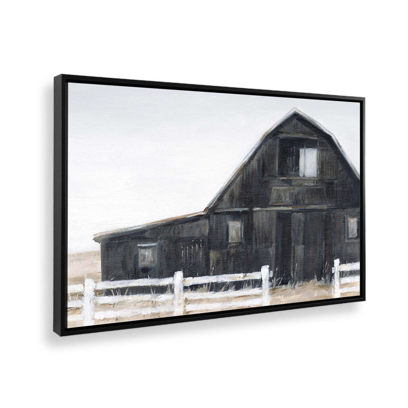 Impression sur toile patinée noir vieilli II dans un cadre doré, 24 po x 36 po, Cadre flottant noir satiné