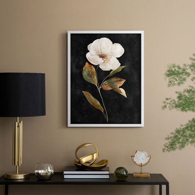 «Botanical on Black Wash I», reproduction encadrée - bois massif