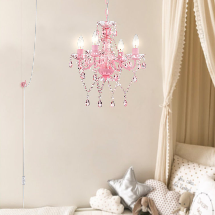Light Pink Pink Chandelier For Little Girl Room Kids Bunny