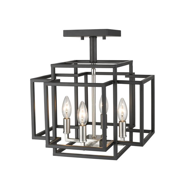 Orona Semi Flush Mount, Black/Brushed Nickel