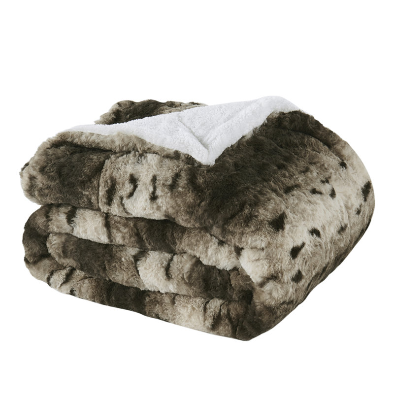 Couverture en fausse fourrure Citraka, L 60 po x l 50 po, Noir