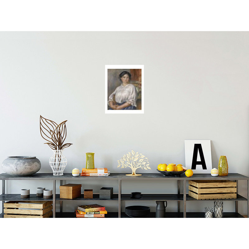 «Young Girl Sitting on a Chair» par Pierre-Auguste Renoir - Impression giclée, H 20 po x l 16 po