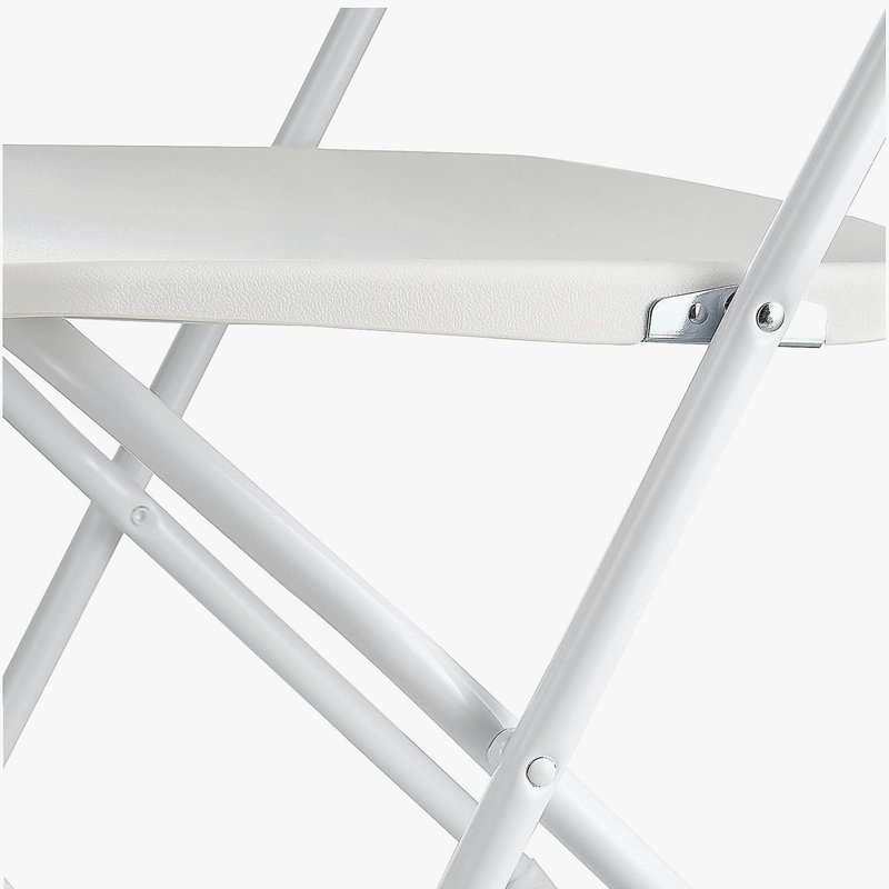Ensemble de 4 chaises pliantes, chaises en plastique pliables avec structure en métal robuste, chaises de table pliantes portatives, sièges d'extérieur empilables pour la maison, la cour, le jardin, les fêtes, les événements, blanc