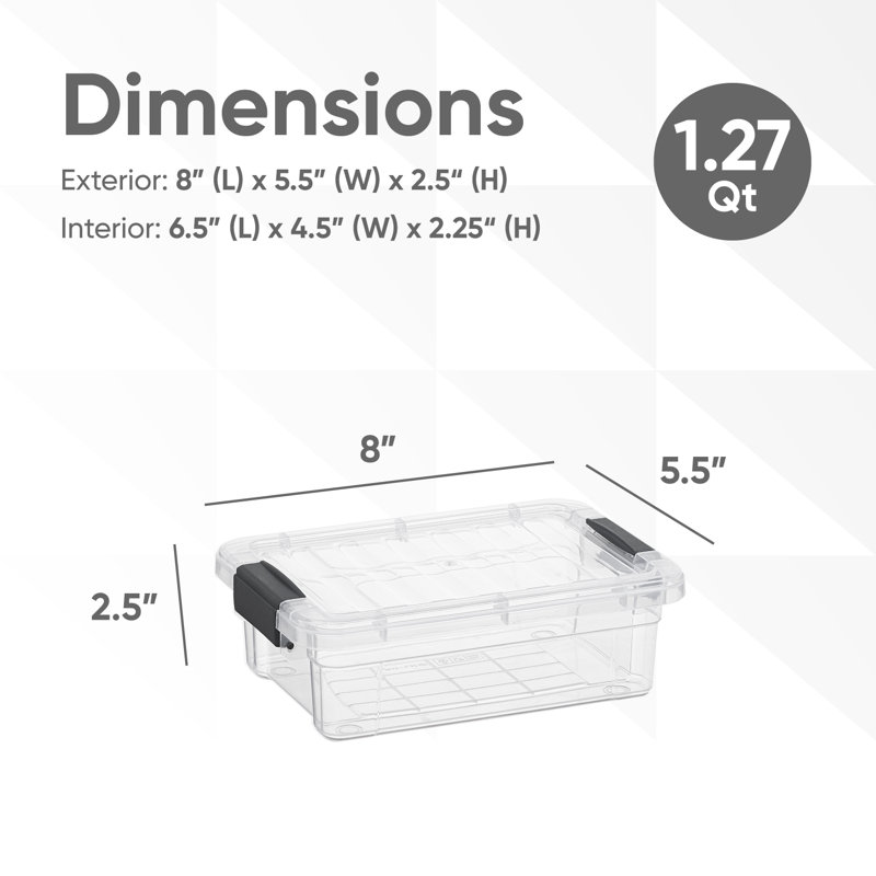  Mini Clear Storage Bin with Lid, 1.27 Qt. Plastic Organizing Storage Box for Home, 8 Pack