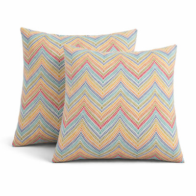 2 Pack Outdoor Throw Pillows, Patio Cushions For Garden, Porch, Poolside Furniture - Soft & Comfortable Decorative Pillow Covers (18X18 Inch)