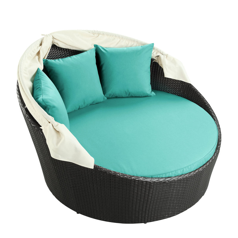 Siesta Outdoor Rattan Canopy Bed, Turquoise