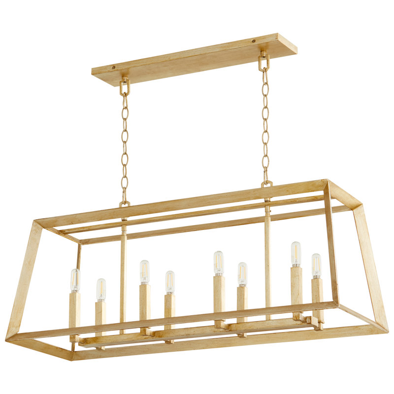 Hyperion 8 - Light Geometric Chandelier, Aged Silver Leaf