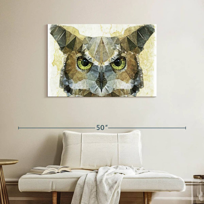 Hibou abstrait Brampt, H 26 po x l 39 po