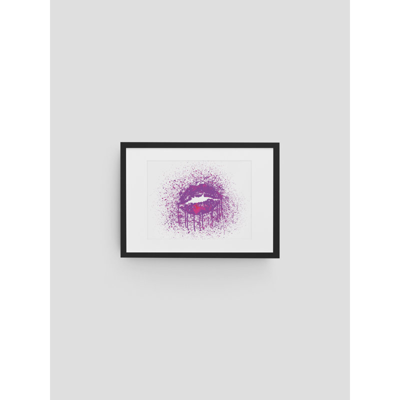 Purple Splatter Lips - Single Picture Frame Print