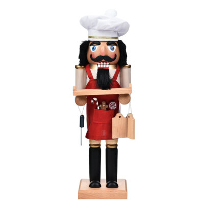 Garden Elements Black Forest Beech Wood Chef Nutcracker, 14.75in
