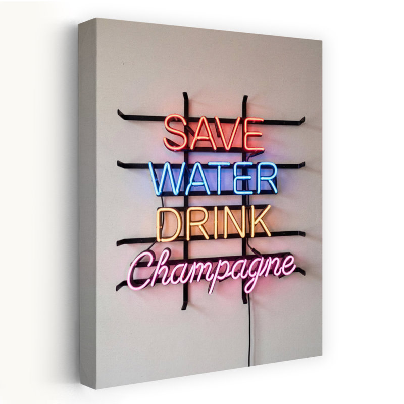 "Save Water", art mural contemporain au néon, H 48 po x l 32 po