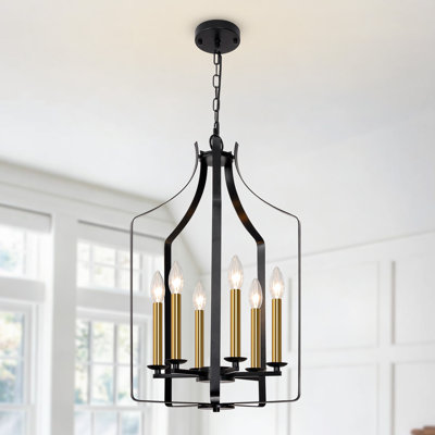 Mid-Century 6-Light Dimmable Cage Pendant Light