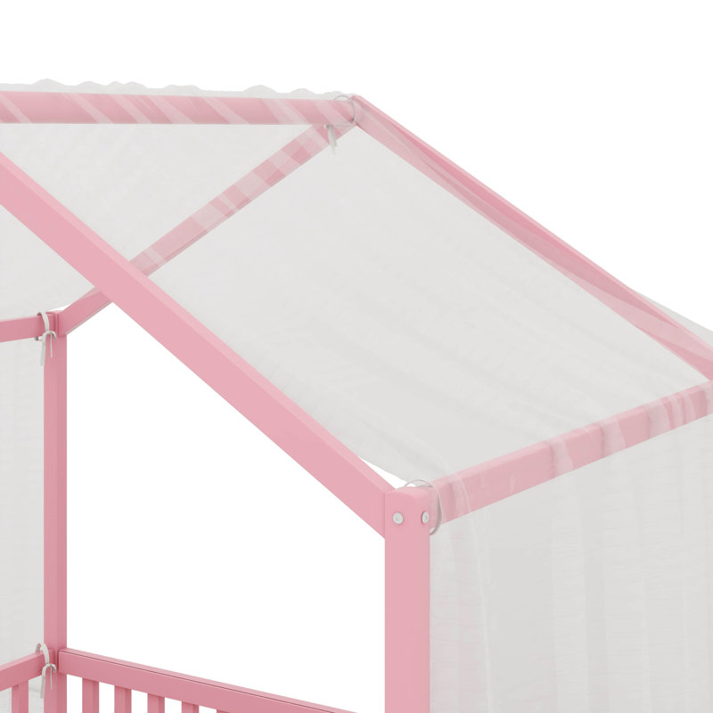 Lit pour enfant avec baldaquin Montessori, Lit double, Rose