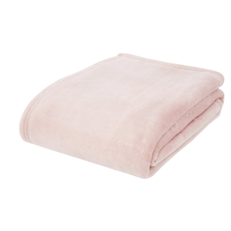 Raschel Velvet Touch Blanket Throw, 200cm x 240cm, Blush