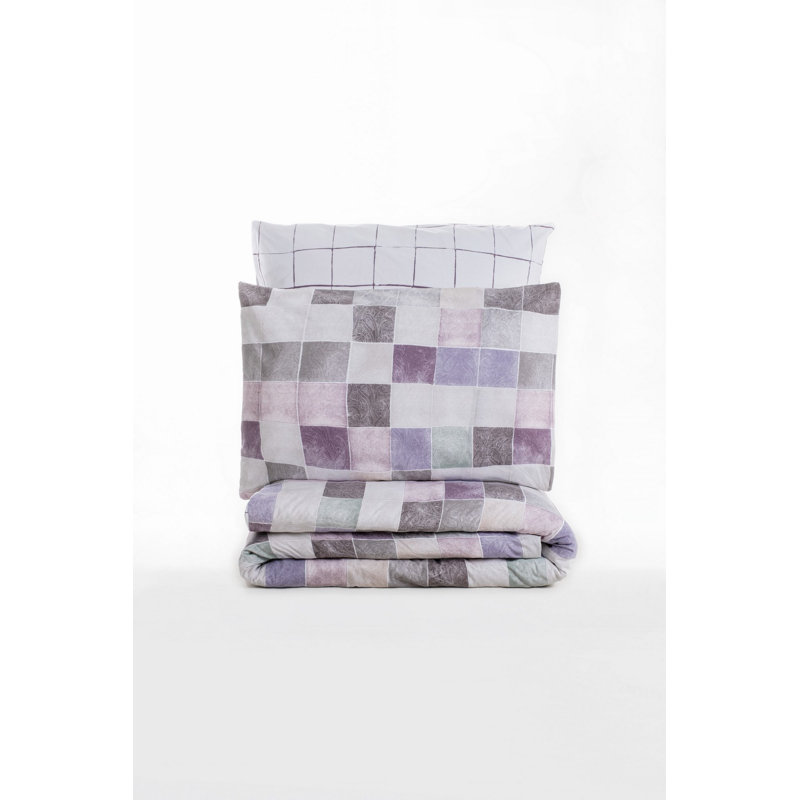 Premium Cotton Ranforce Quilt Cover Set, Dusty Rose & White, 63.0 x 86.6 inches | Includes Fitted Sheet 63.0 x 94.5 inches & Pillowcase 19.7 x 27.6 inches | Machine Washable, Soft & Durable, Elegant Design with Button Closure