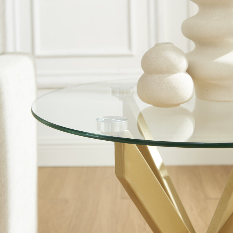 Jaona Glass Top End Table, Gold