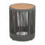 Table d'appoint d'extérieur en corde de rotin et bois d'acacia - Mobilier de patio résistant aux intempéries pour le jardin et le balcon - Gris / fer naturel | Idée de cadeau-964210789