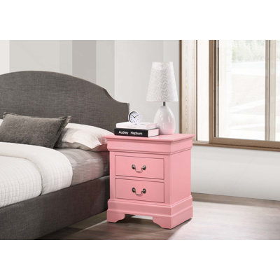 Petite table de chevet traditionnelle en bois avec 2 tiroirs et une poignée en métal pour des solutions de rangement pratiques