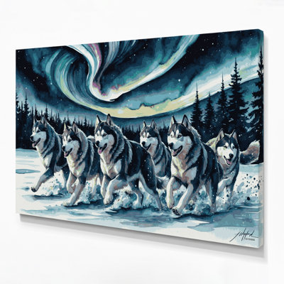 Dogs Alaskan Malamute Blue Canvas Wall Art