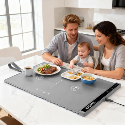 Tapis chauffant à 2 zones chauffant 24 po x 15 po, enroulable avec 6 réglages de température et minuterie pour les repas