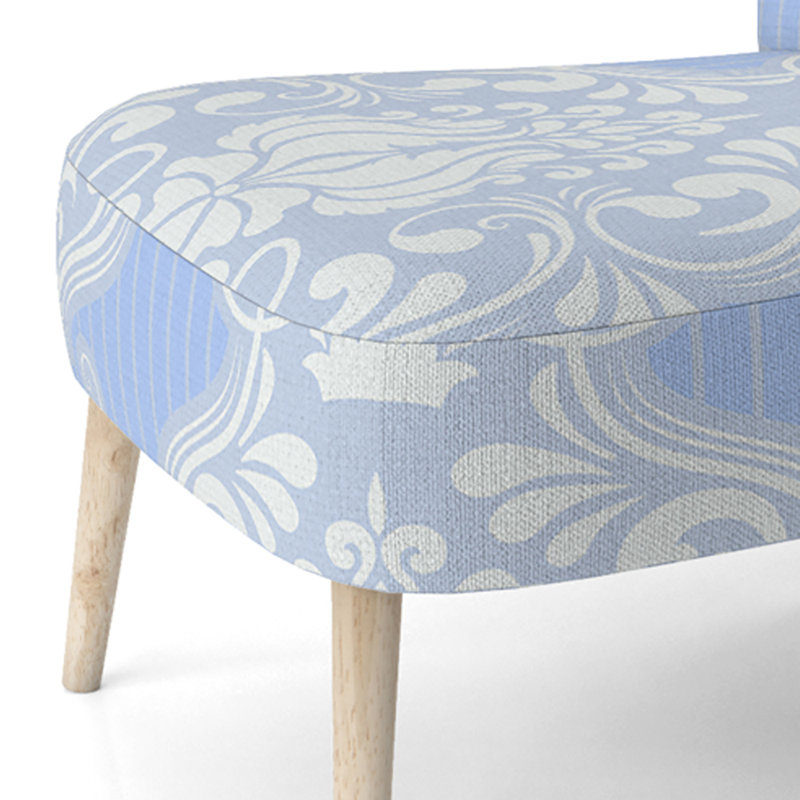 Fauteuil d'appoint en velours bleu et blanc