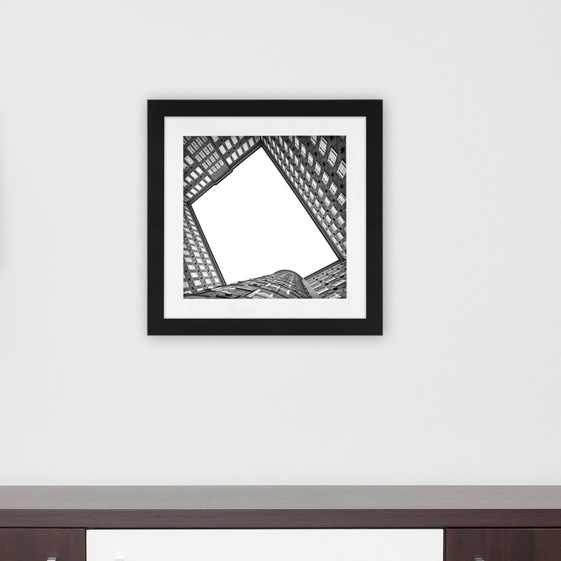 Wood Matte Picture Frame with Mat, 12" x 12", Black