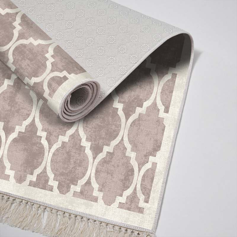 Tapis géométrique brun / beige Atchison, Rectangle 2 pi 7 po x 4 pi 11 po
