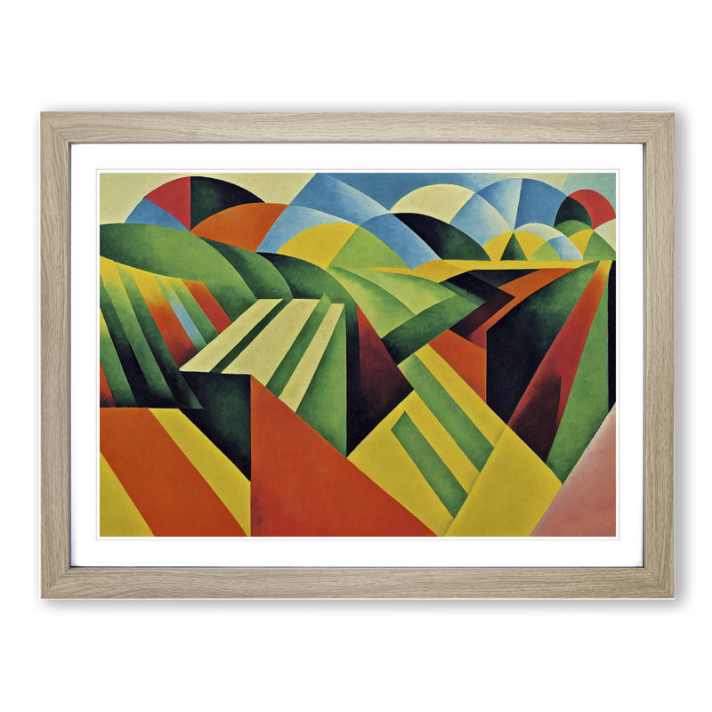 Bold Abstract Meadow Landscape - Single Picture Frame Painting, 46cm H x 64cm W x 2cm D, Oak Framed
