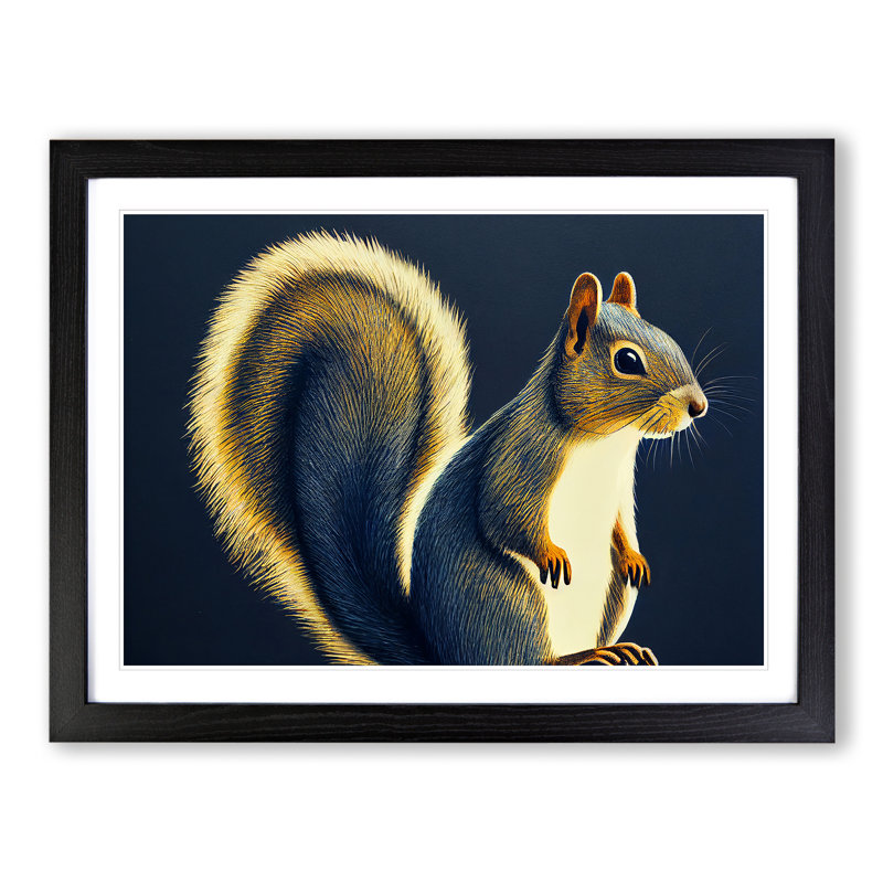 Lovely Squirrel - Single Picture Frame Print, Black, 46cm H x 64cm W