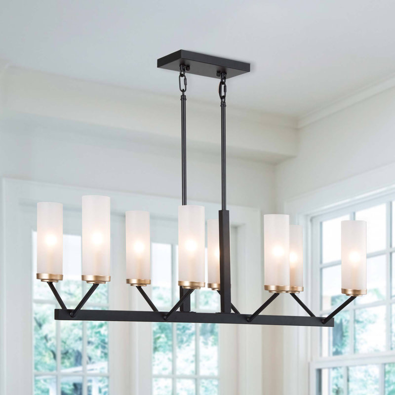 Cedrial 8 - Light 31.5'' W Black Kitchen Island Linear Pendant UL Certified