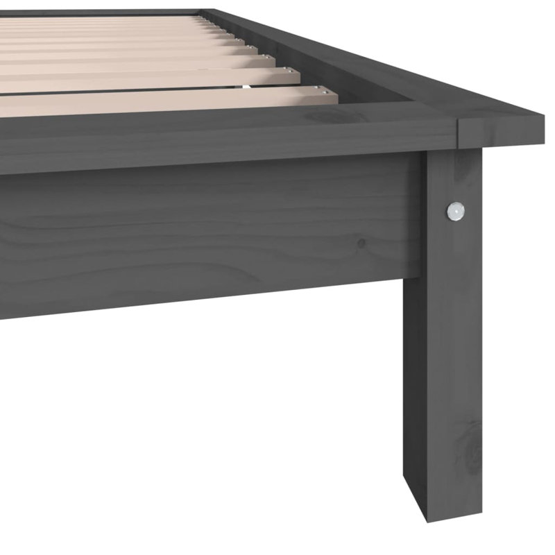 Bed Frame Solid Wood, grey, 180 x 200 cm