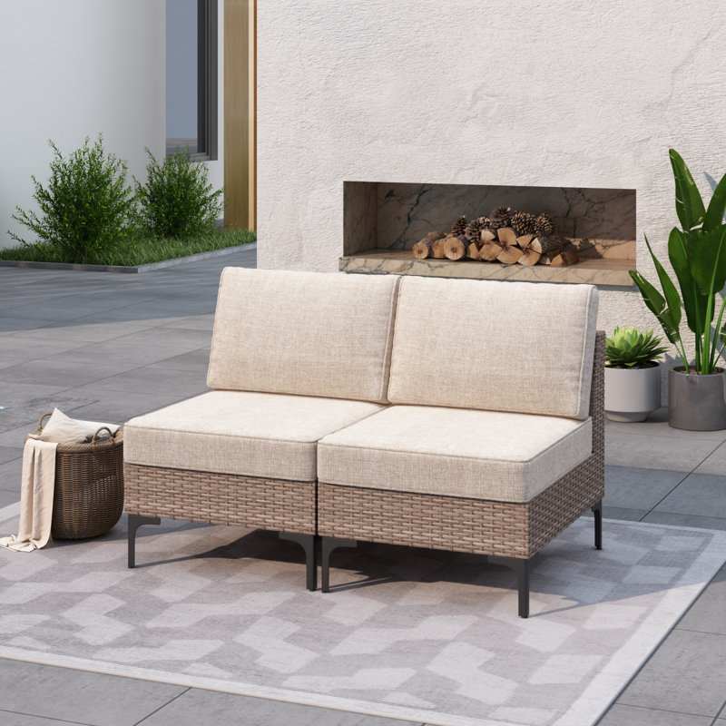 Amberson 50.4'' Wide Outdoor Wicker Patio Sofa with Cushions