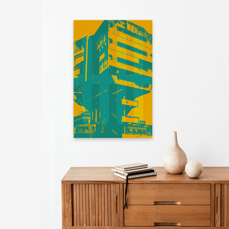 Architecture Vi, paysage urbain abstrait moderne, art numérique, H 24 po x l 16 po