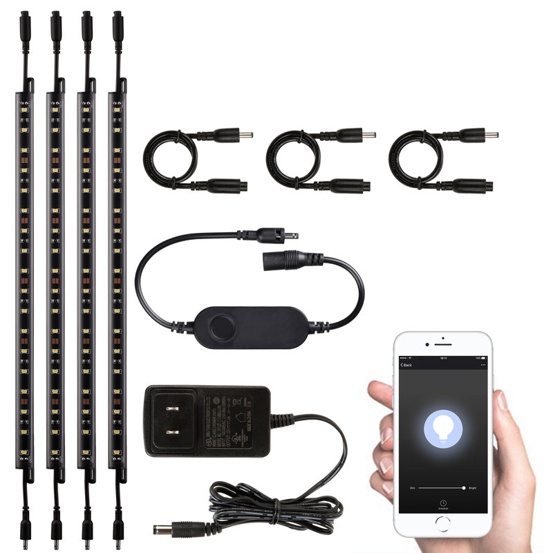 Ensemble d'éclairage intelligent DEL 4 barres de 30 cm (12 pouces) pour coffre-fort, commande vocale, intensité variable et connectable, 900 lm, 100-240 V, compatible avec Alexa et interrupteur à bascule, lumière du jour 5000 K