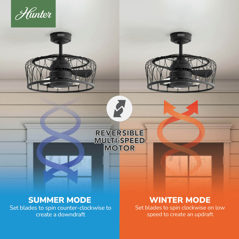 Matte Black 36" Ceiling Fan with LED Light and Remote