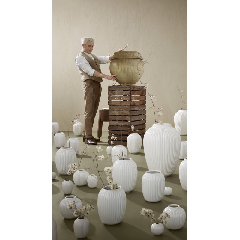 Hammershøi Handmade Table Vase, White, 4.1" H x 3.3" W x 3.3" D