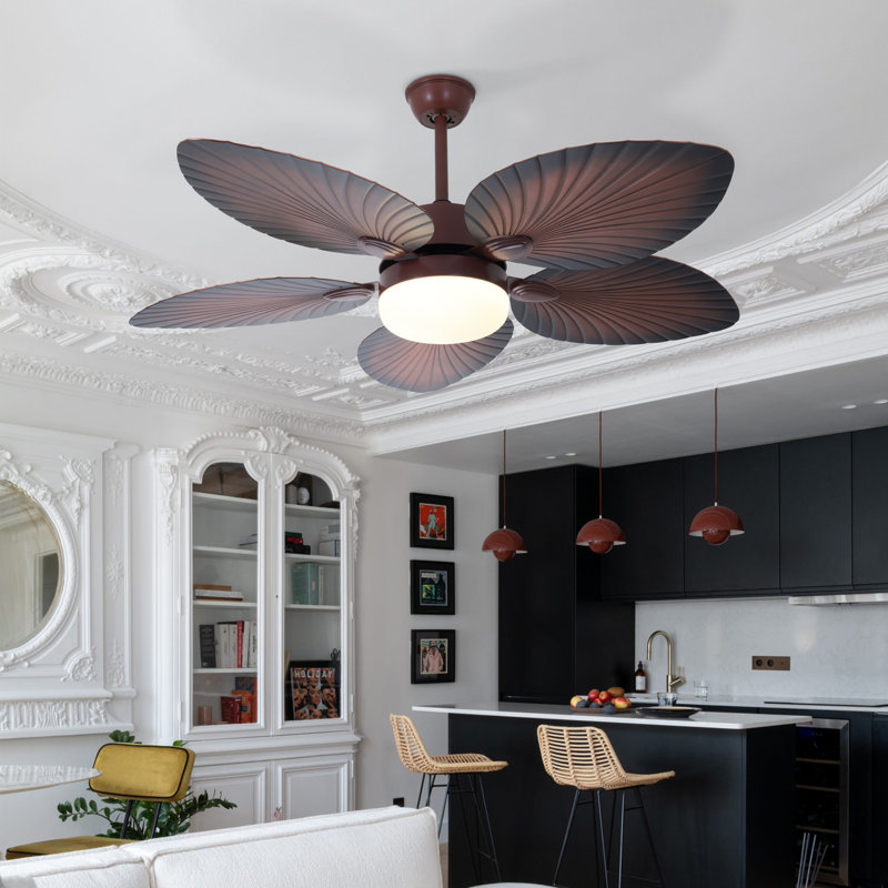 52" Traditional Ceiling Fan With Remote & Led Light (3 Colors Changing)