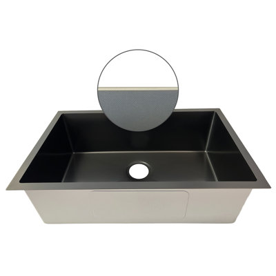 Évier de cuisine encastrable texturé en acier inoxydable noir à simple cuve calibre 16 de 25 po
