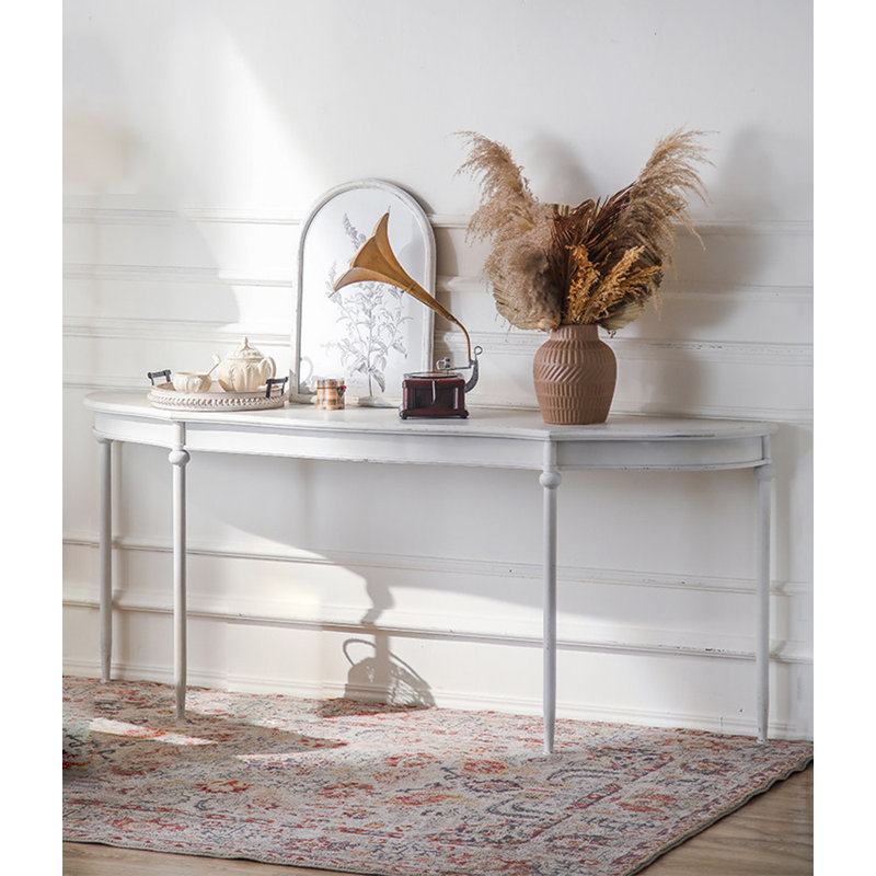 Console en métal blanc patiné French Country