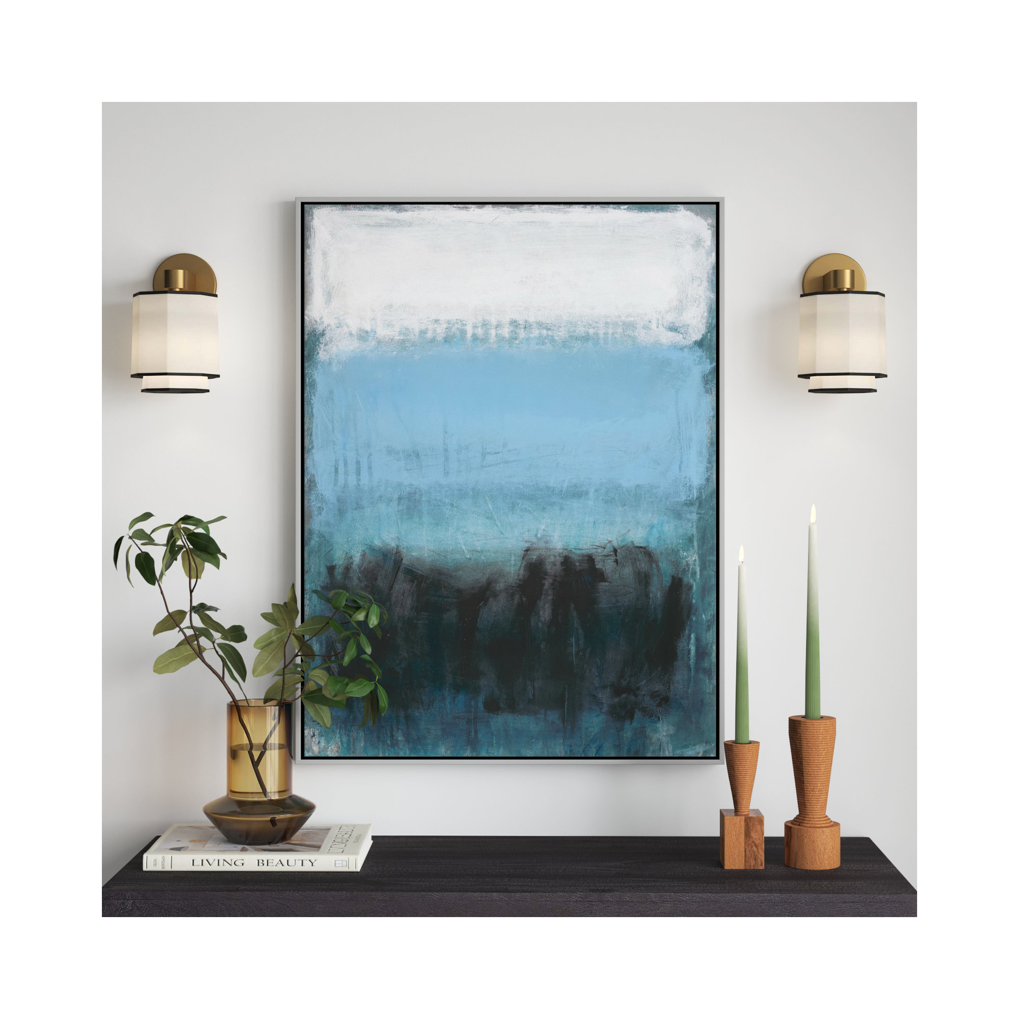 Coastal Nightfall by Filippo Ioco - Print, Silver Framed Canvas, No Mat, 41.5" H x 31.5" W x 2" D