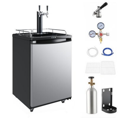 163L Daul Tap Beer Kegerator, Compact Draft Beer Dispenser & Beverage Cooler with Imitation Stainless Steel Door, for Home Bar & Party, 5.8 Cuft | Fridge.com