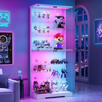 Grande vitrine moderne en verre avec éclairage et serrure RVB contrôlés par l'application - Vitrine à DEL pour objets de collection